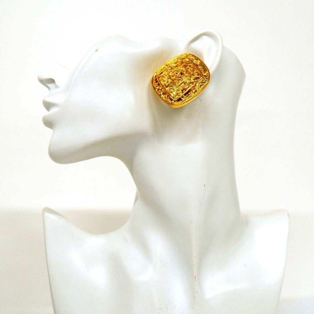 CHANEL Gold Diamond Logo Earrings - Picture 5 of 6
